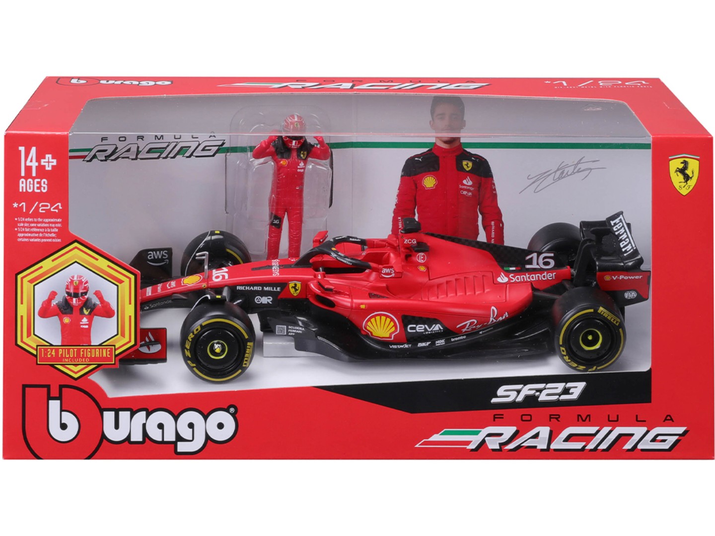 Колекційна машинка 1:24 Bburago з фігуркою - FERRARI SF-23 1:24 (18-26809) — фото 10