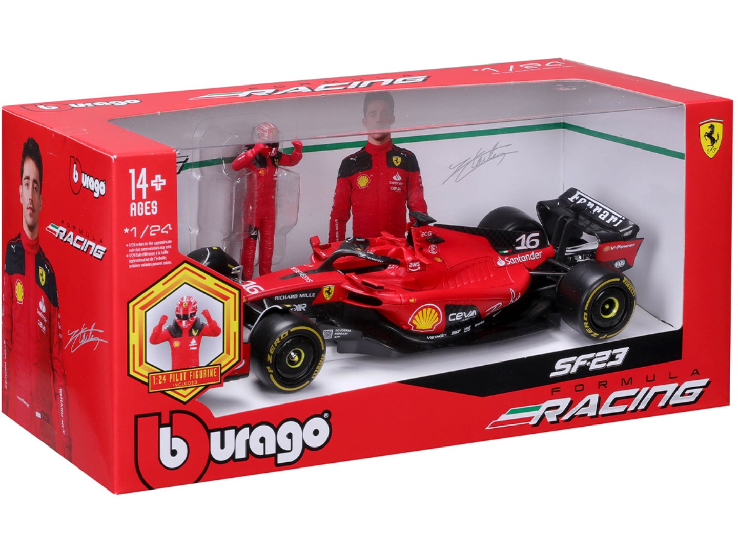 Колекційна машинка 1:24 Bburago з фігуркою - FERRARI SF-23 1:24 (18-26809) — фото 8