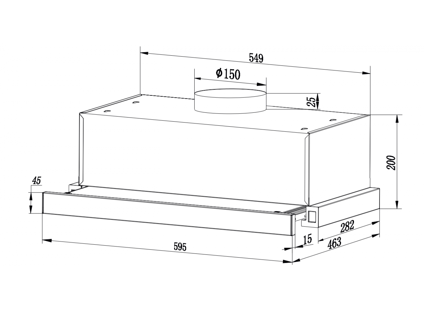 Витяжка вбудована Interline SLIM ULTRA GLASS BL A/60 — фото 4