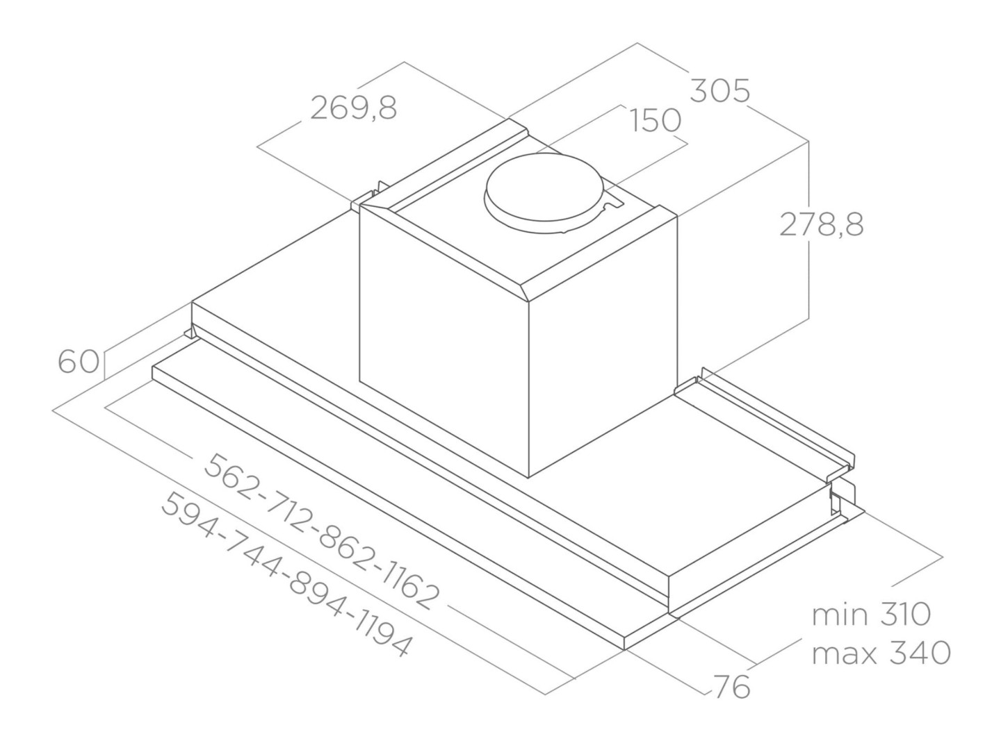 Витяжка вбудована Elica BOXIN LX/BL MAT/A/60 — фото 6