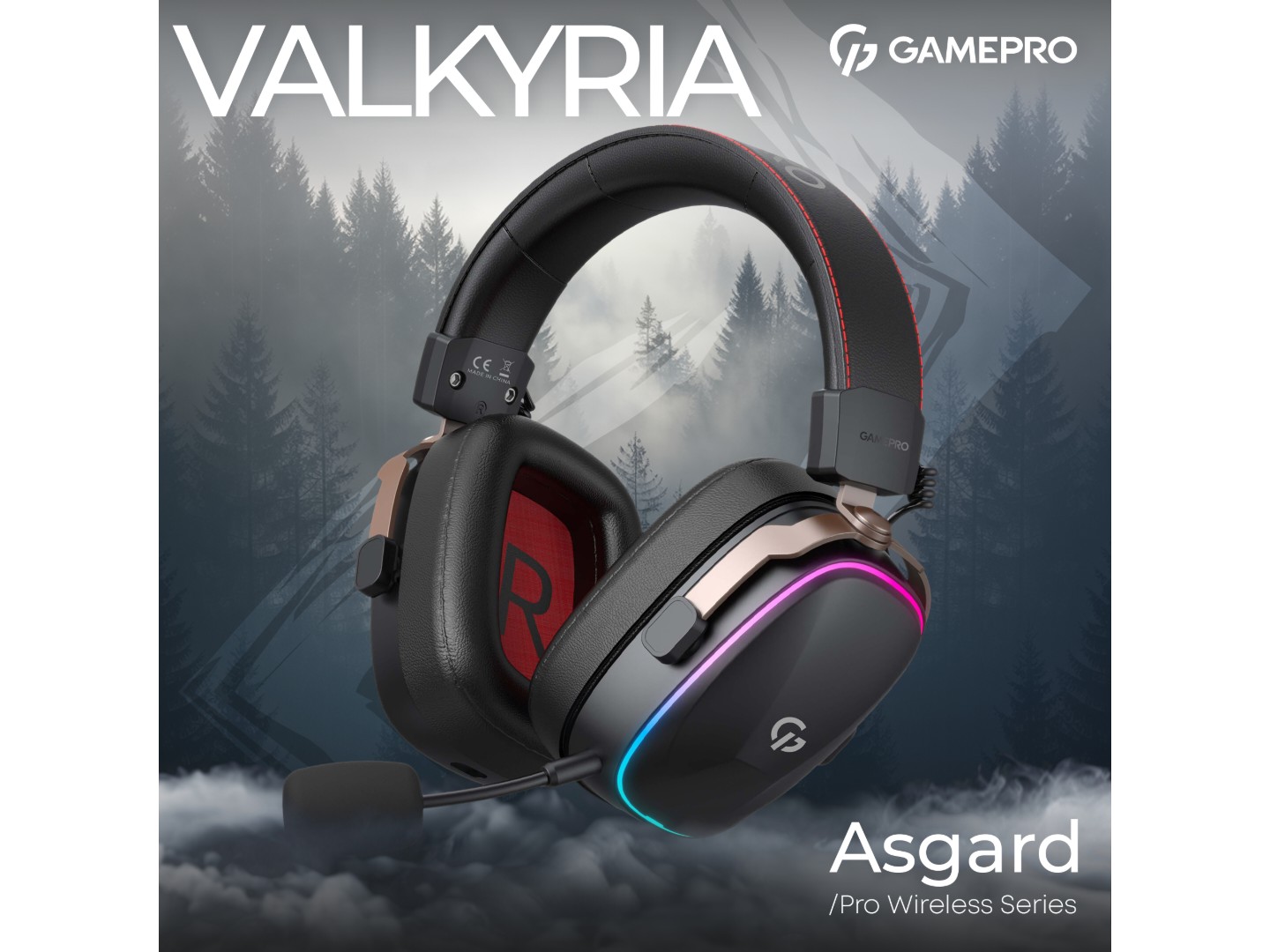 Гарнітура бездротова ігрова GamePro Asgard Valkyria RGB Tri-Mod (HSW249B) — фото 3