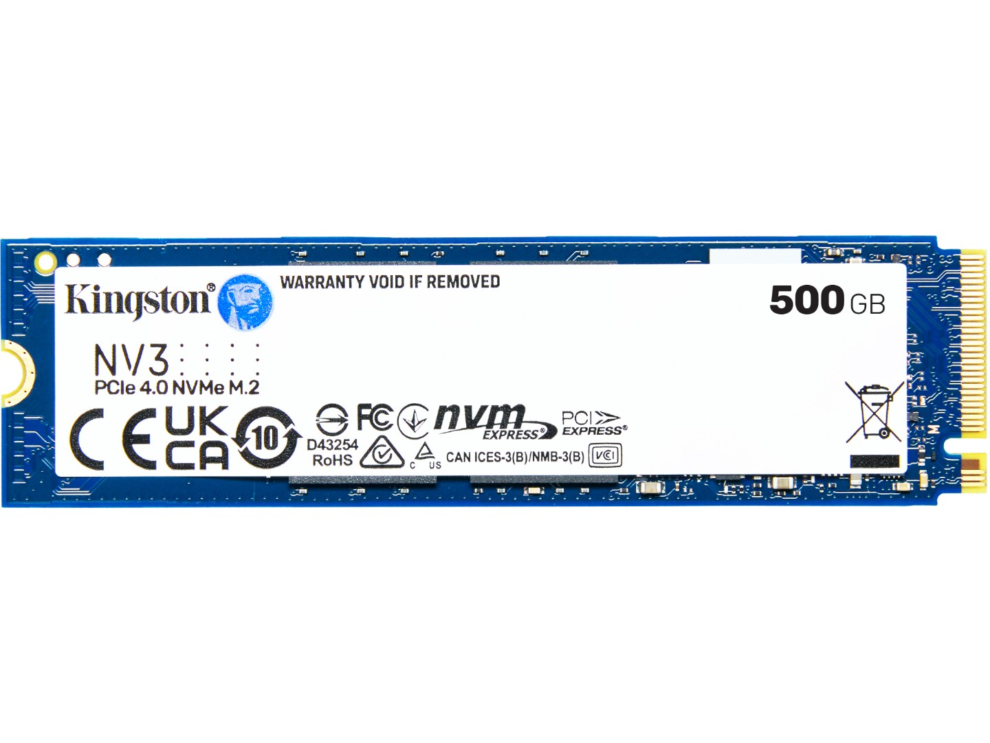 SSD-накопичувач внутрішній Kingston NV3 500GB M.2 2280 NVMe PCIe 4.0 x4 3D NAND (SNV3S/500G)