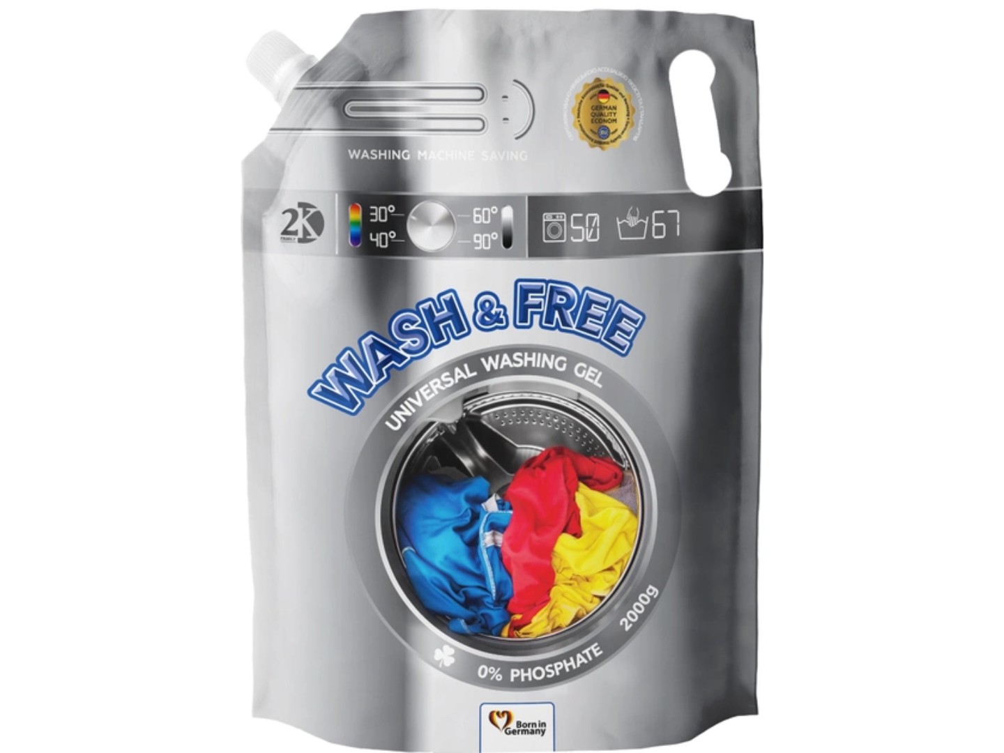 Гель для прання WASH & FREE Универсальный (DOYPACK) 2000г — фото 1