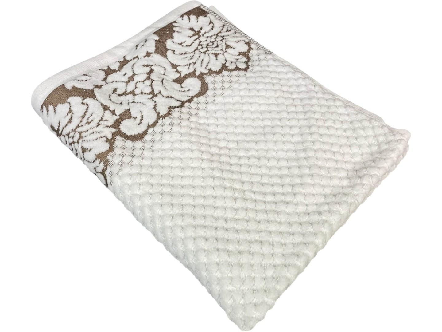 Рушник банний GM Textile Дамаск білий махровий велюр 70х140 — фото 1