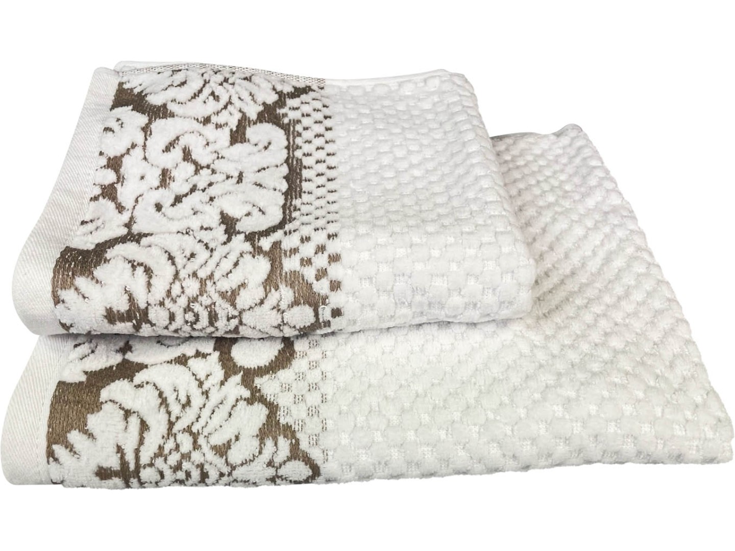 Рушник банний GM Textile Дамаск білий махровий велюр 70х140 — фото 10