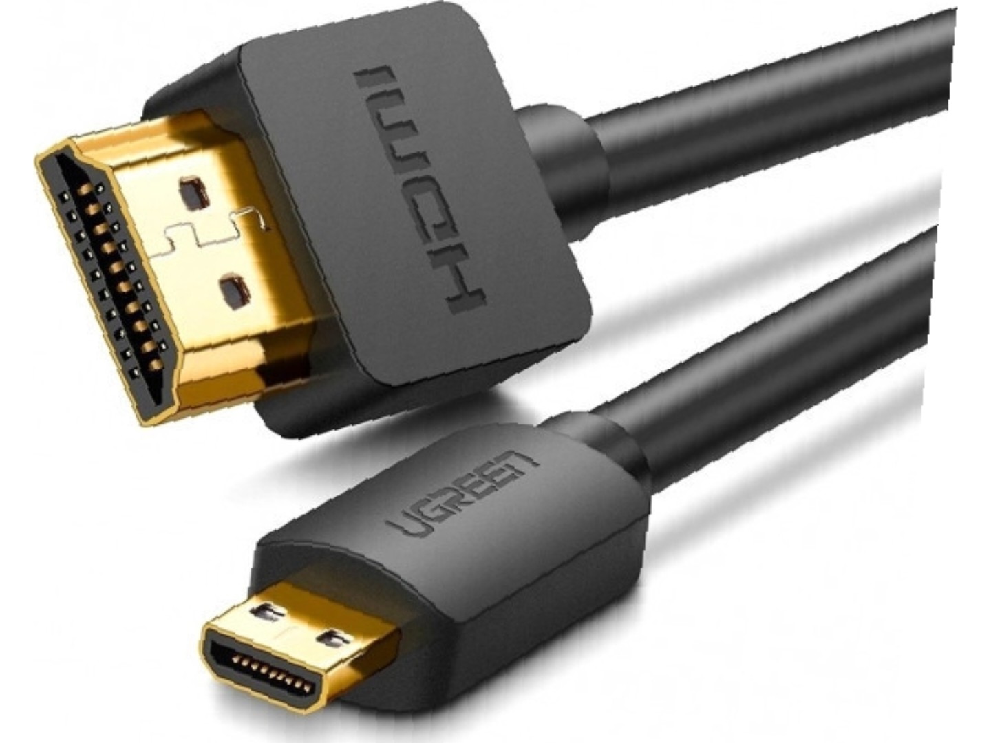 Кабель HDMI UGREEN HD127 microHDMI to HDMI, 2 m, v2.0 UltraHD 4K-3D Black (30103)