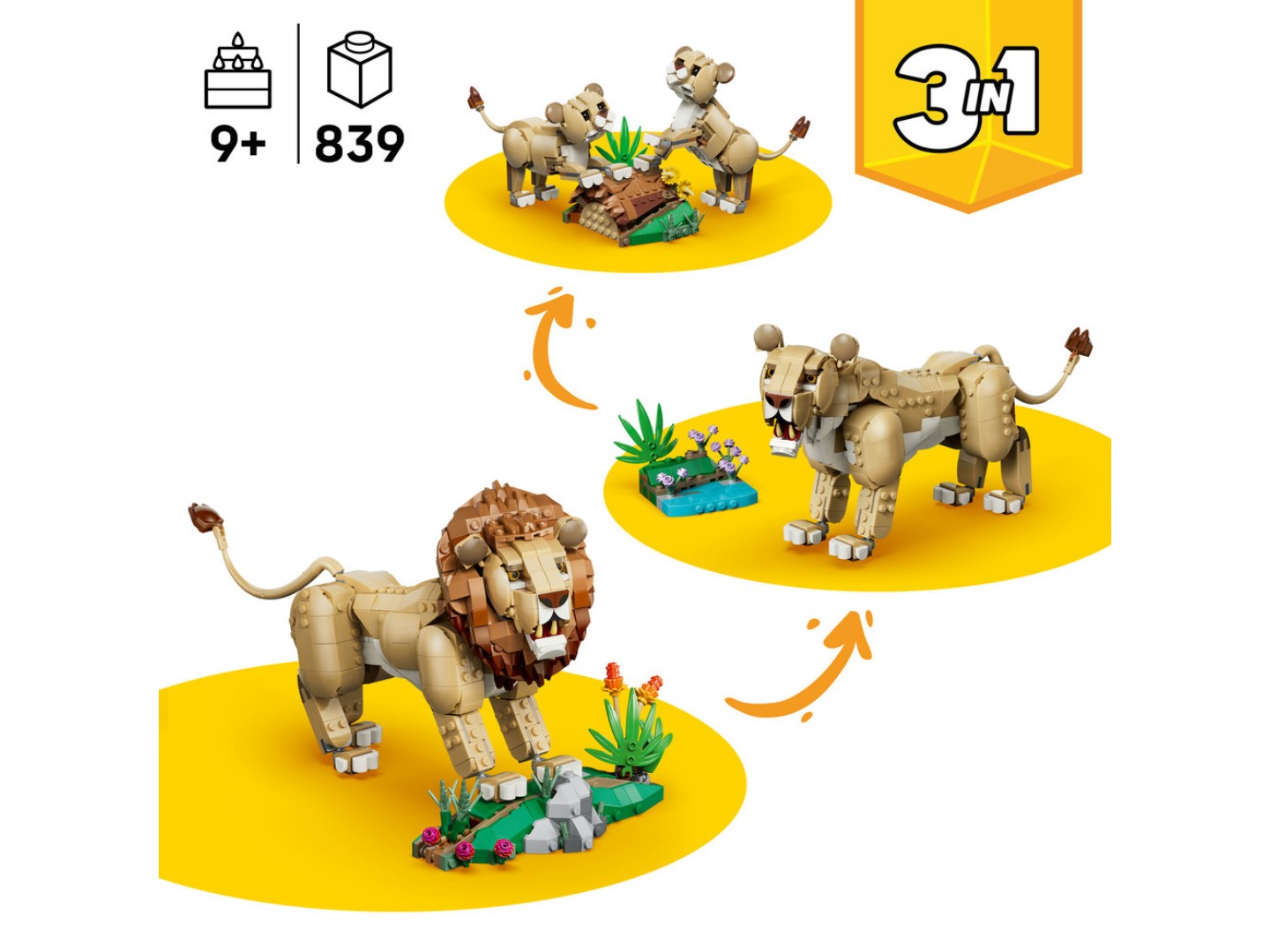 Конструктор LEGO Creator Дикі тварини: Величний лев (31386) — фото 4