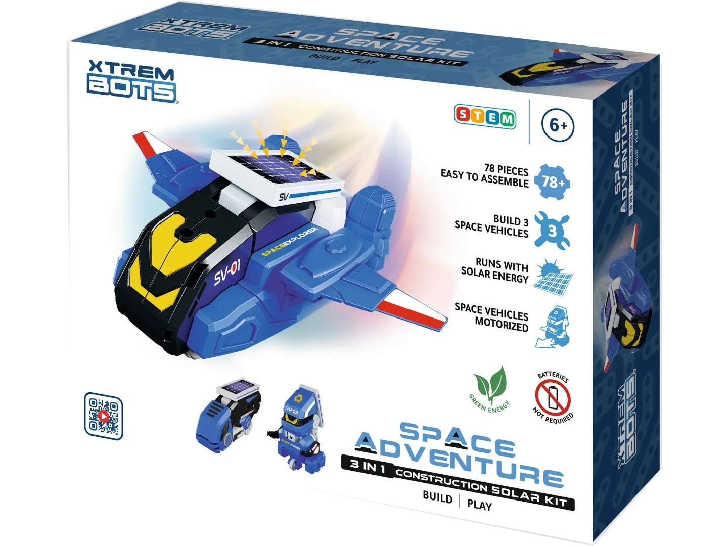 Пластиковий конструктор BlueRocket Космічні пригоди 3 в 1 з сонячною панеллю STEM (XT1803088) — фото 1