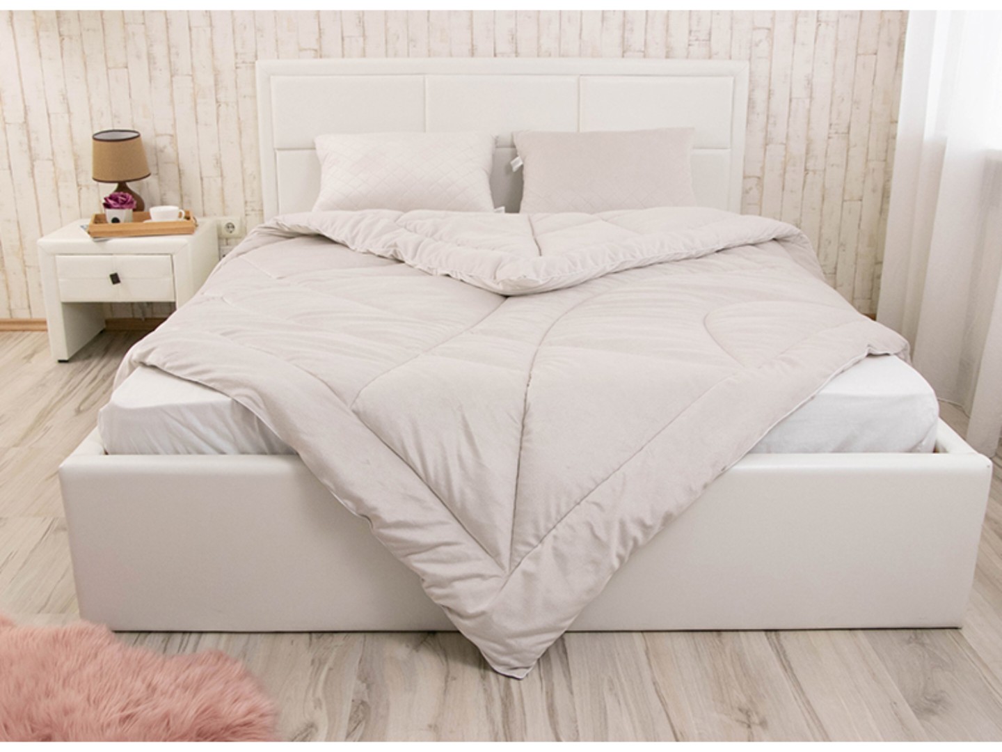 Набір ковдра полуторна + подушка Руно 140х205 + 50х70 (924.55_Soft Pearl) — фото 2