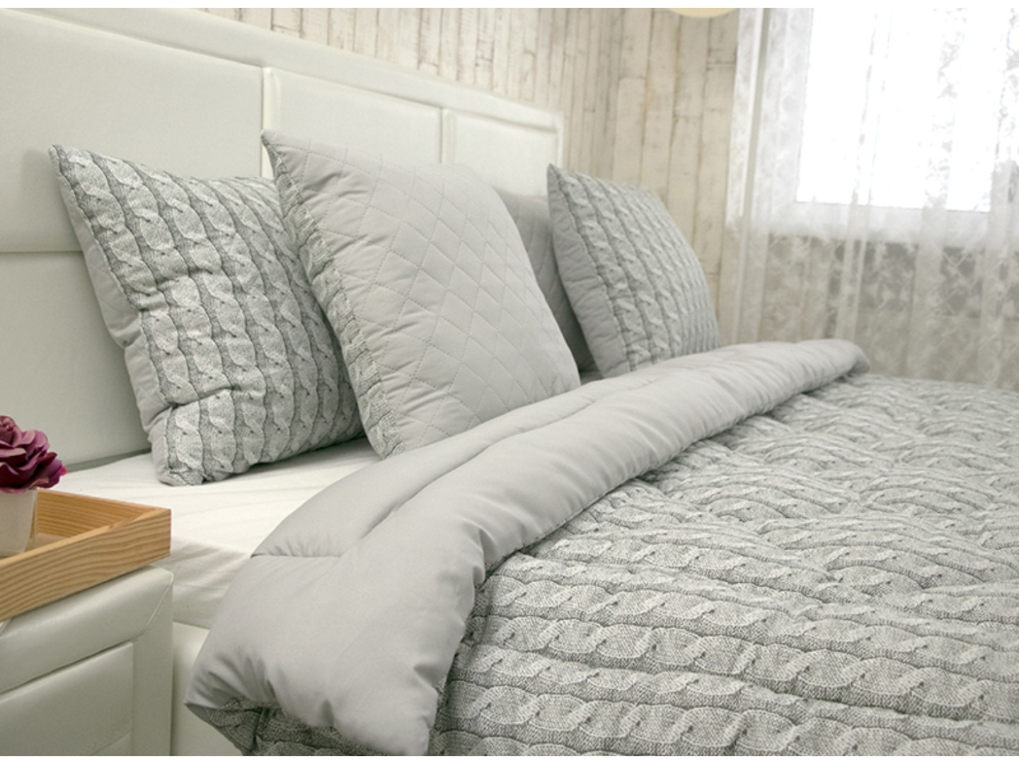 Ковдра демісезонна полуторна Руно 140х205 поліестер силікон (Р321.52_Grey Braid) — фото 3