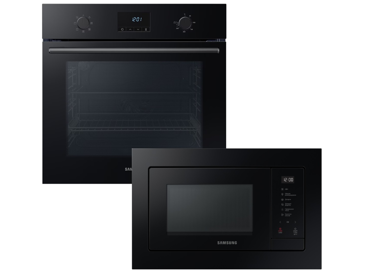 Комплект техніки Samsung Духова шафа + Мікрохвильова піч вбудована Samsung NV68A1110RB/WT + MS23A7118AK/UA