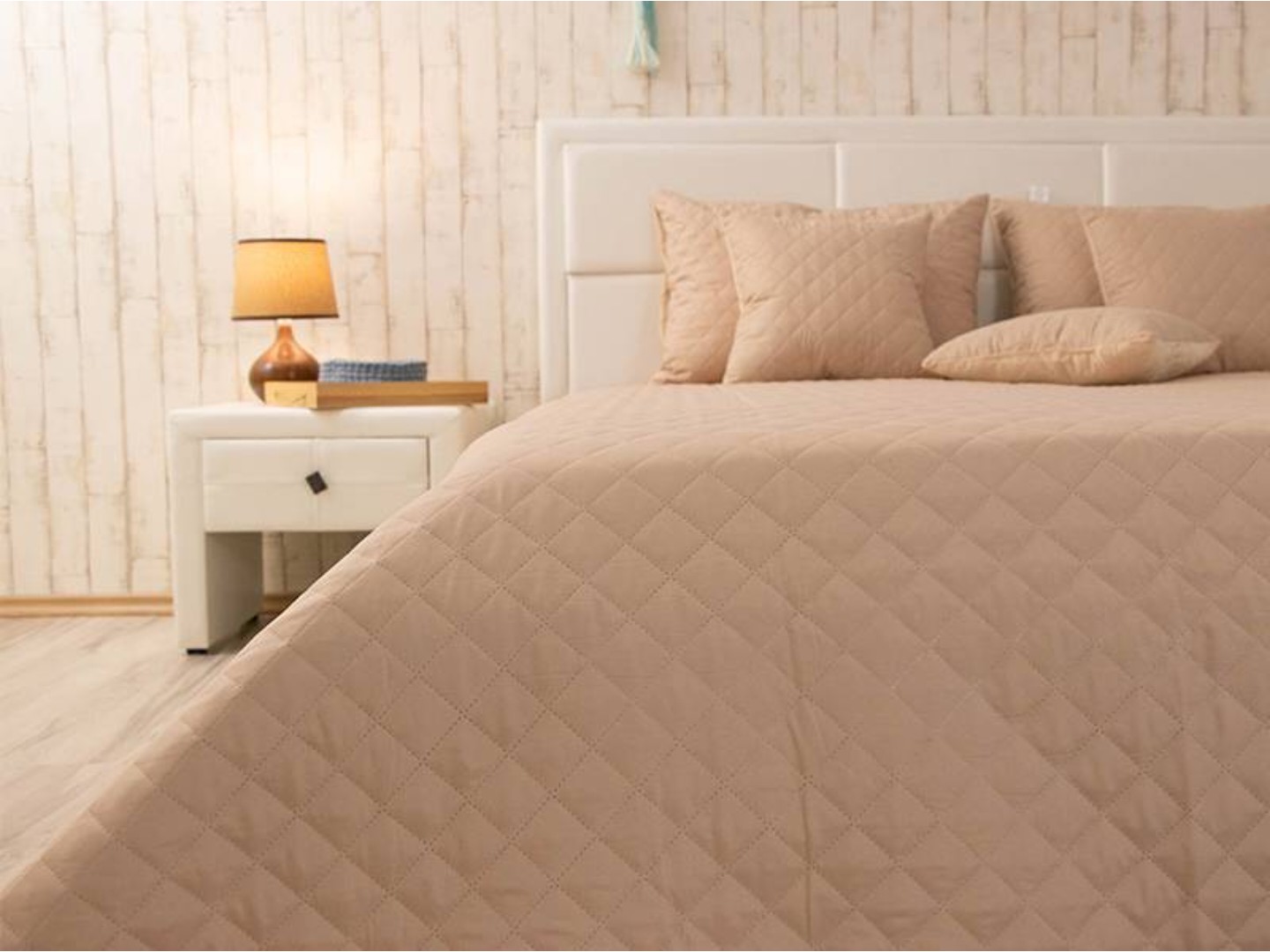 Покривало полуторне Руно 150х220 велюр (360.55_Beige ромб) — фото 8