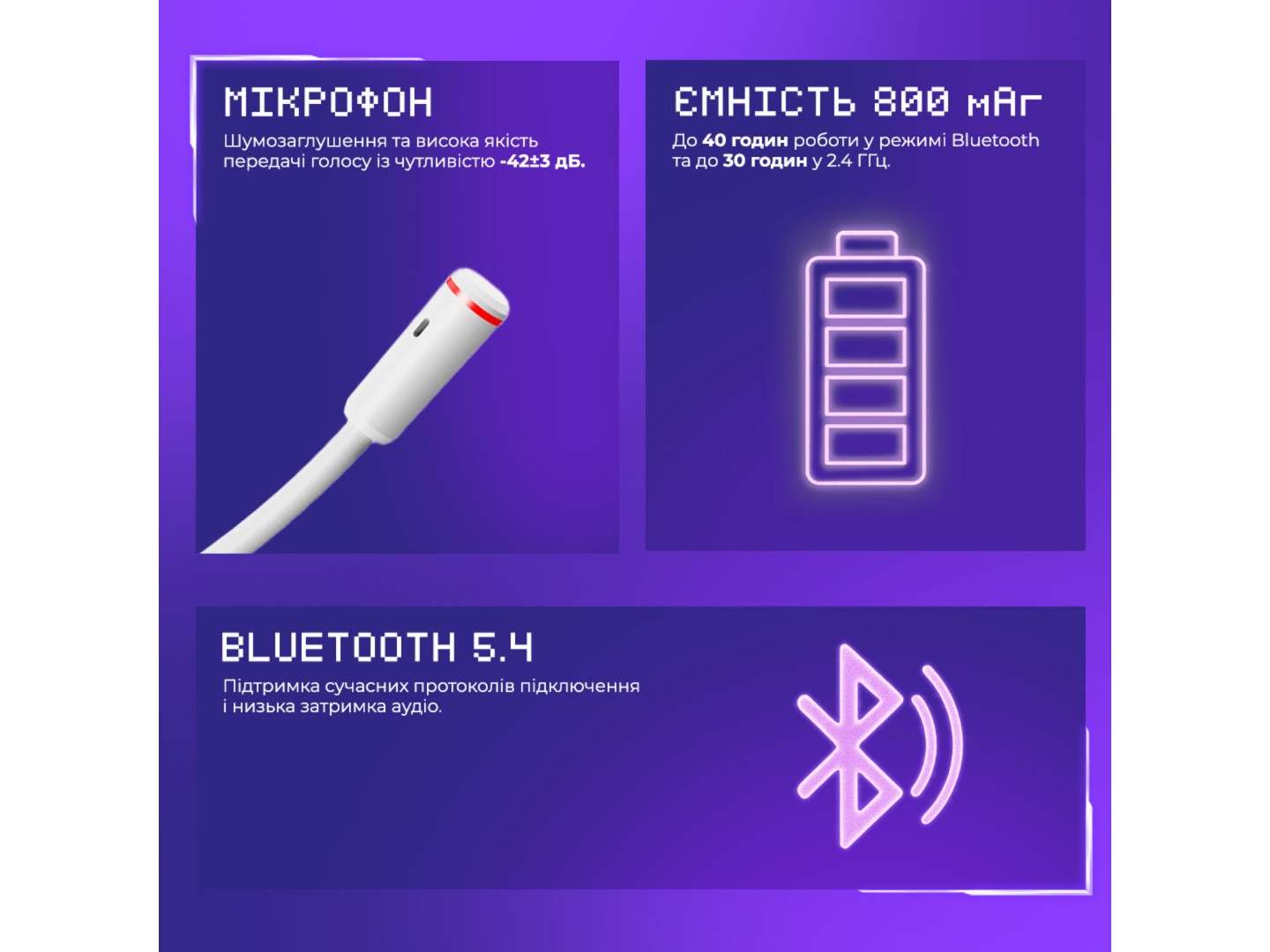Гарнітура бездротова ігрова Proove Gaming Bliss Pro APP White (GHBLPPP10002) — фото 4