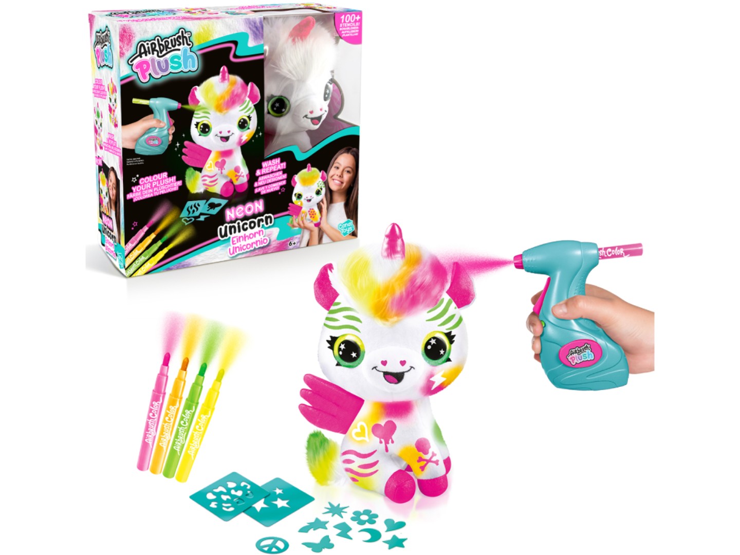 Набір для декупажу та розпису Canal Toys DIY AIRBRUSH PLUSH - Єдиноріг Неон з фломастерами (AIR024/1) — фото 12