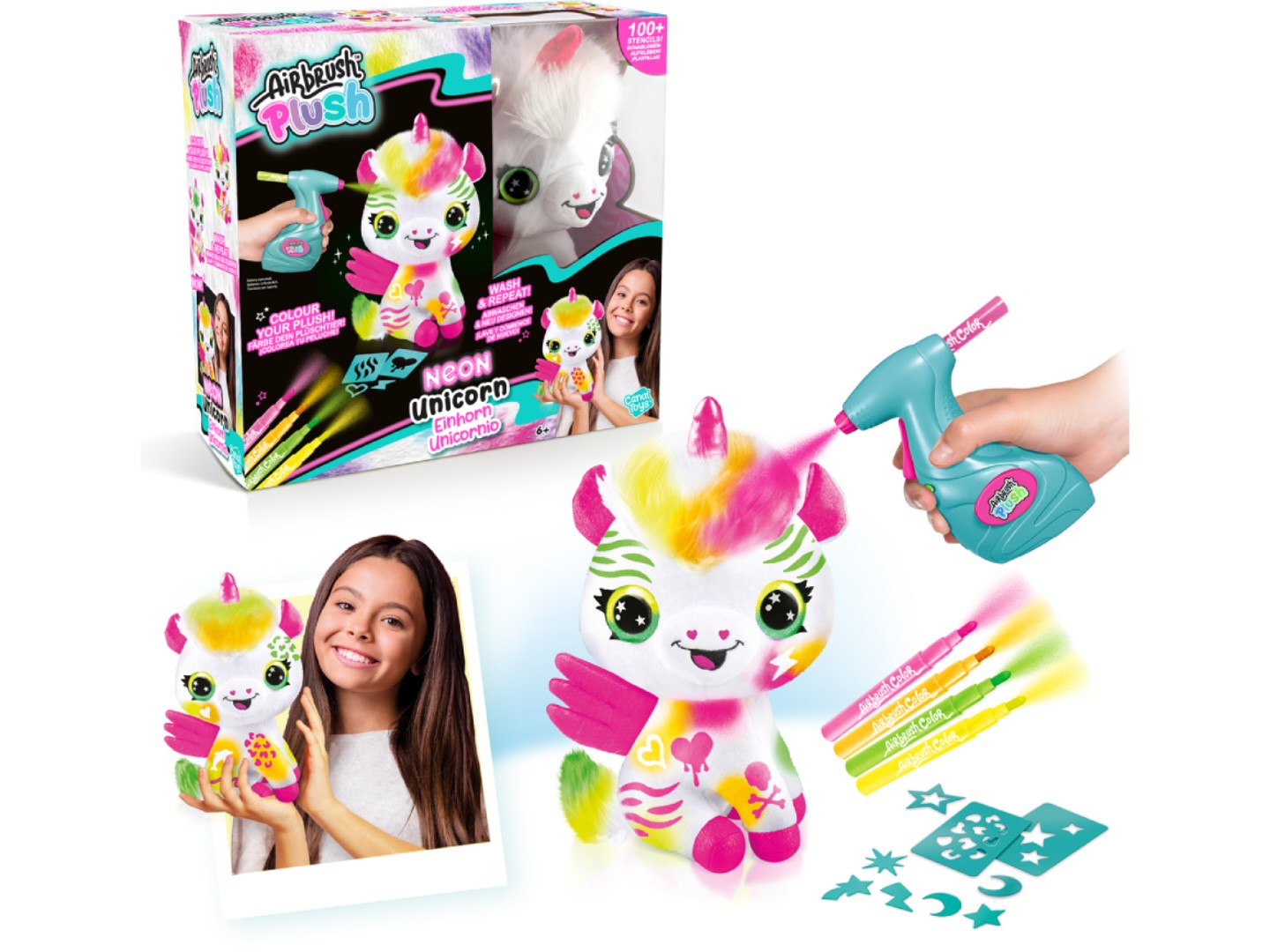 Набір для декупажу та розпису Canal Toys DIY AIRBRUSH PLUSH - Єдиноріг Неон з фломастерами (AIR024/1) — фото 13