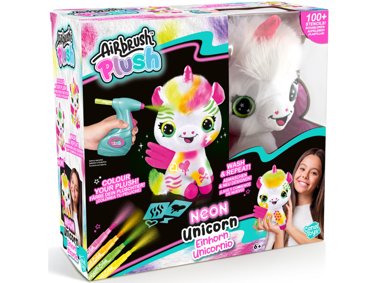 Набір для декупажу та розпису Canal Toys DIY AIRBRUSH PLUSH - Єдиноріг Неон з фломастерами (AIR024/1) — фото 14