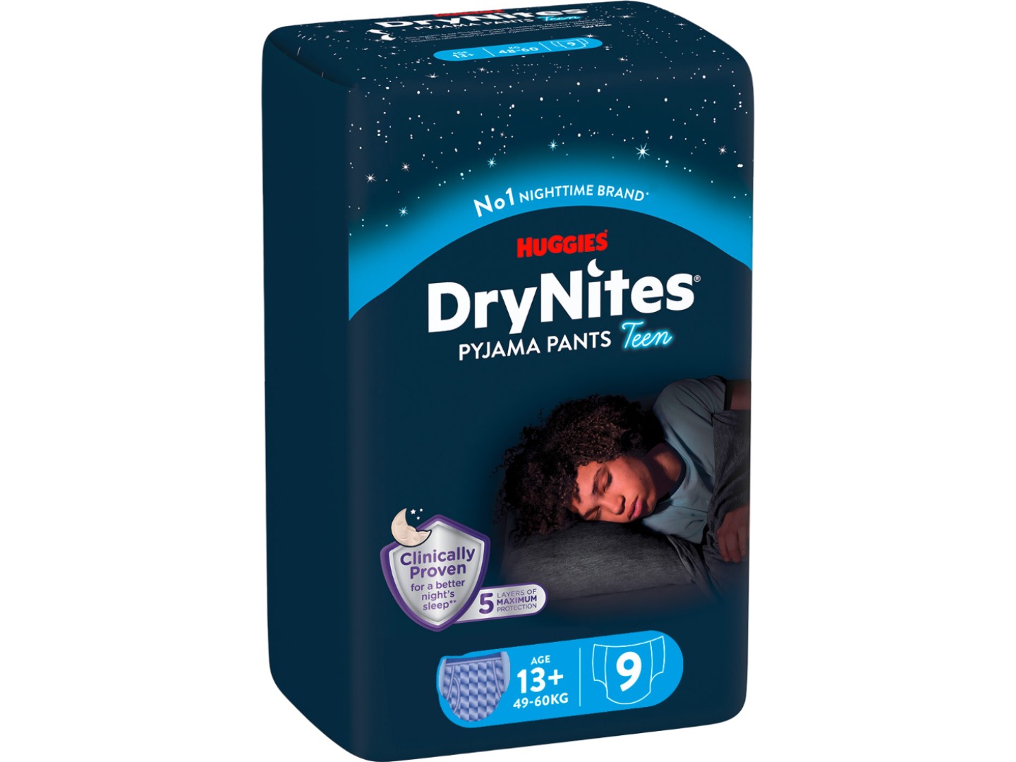 Одноразові підгузки-трусики Huggies DryNites для хлопчиків 13+ років, 9 шт. (5029053583662)