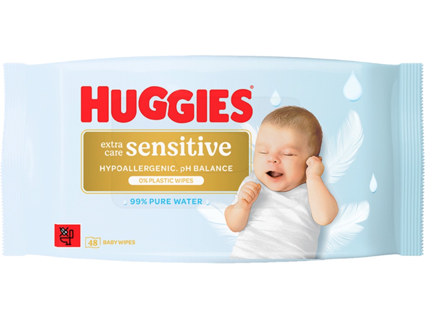 Вологі серветки для немовлят Huggies Pure Extra Care Sensitive, 48 шт. (5029053585543) — фото 1