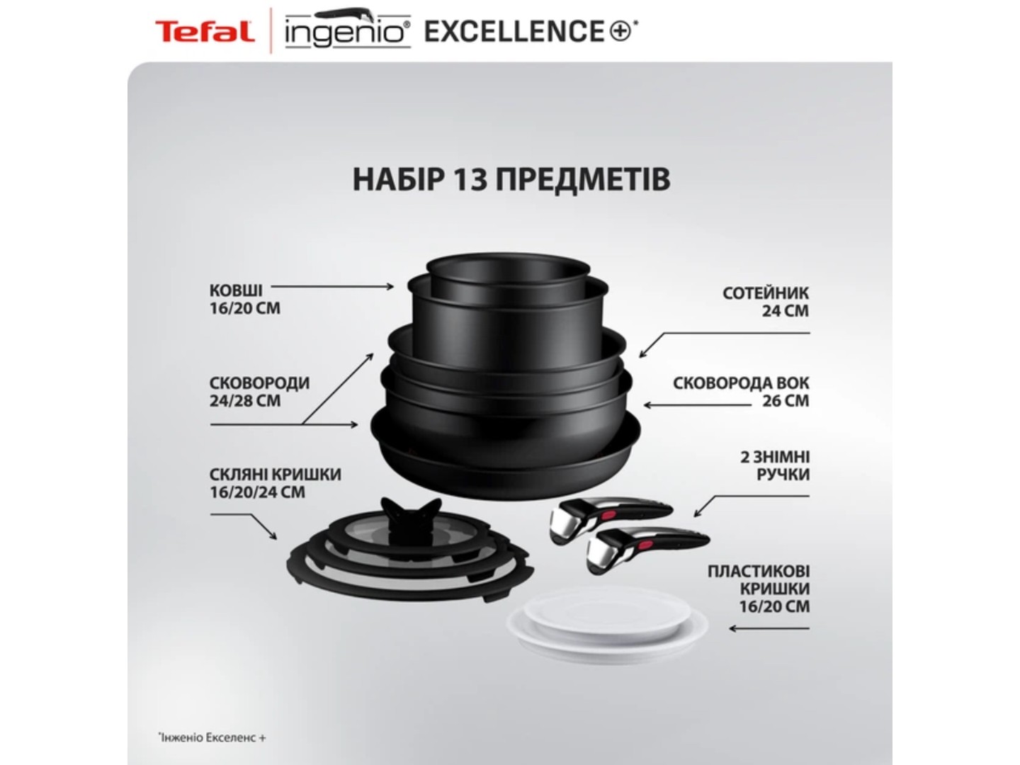 Набір посуду зі знімною ручкою Tefal P0009753 Ingenio Exсellence+ 13 пр — фото 3