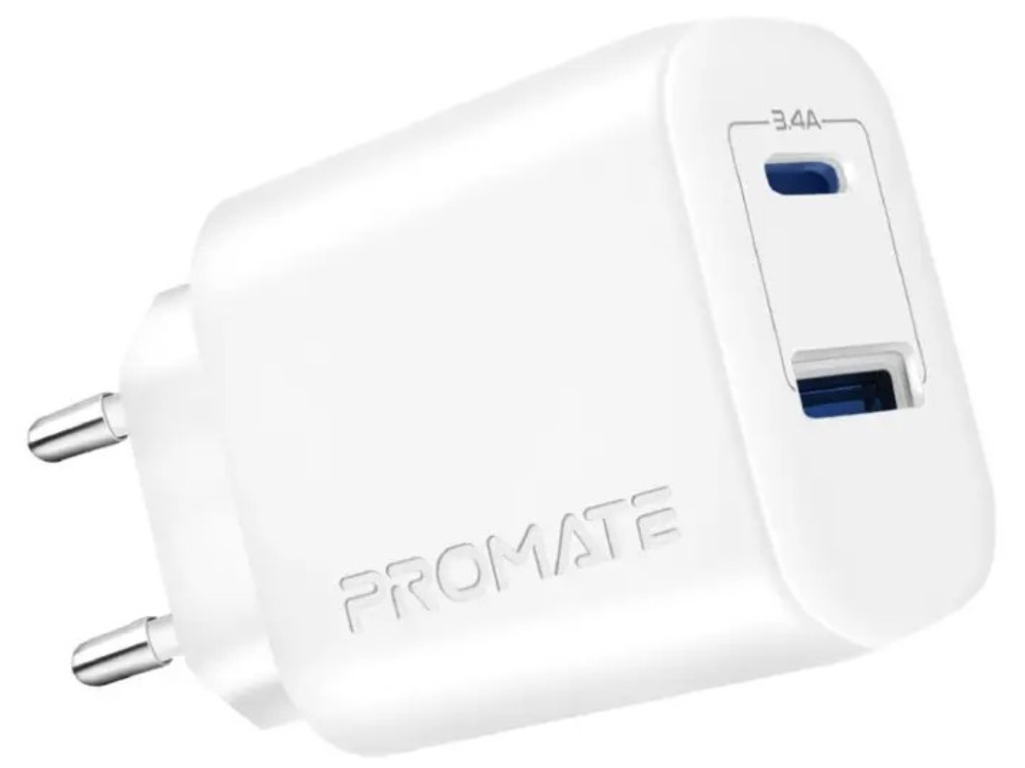 Мережевий зарядний пристрій Promate Biplug-2 White