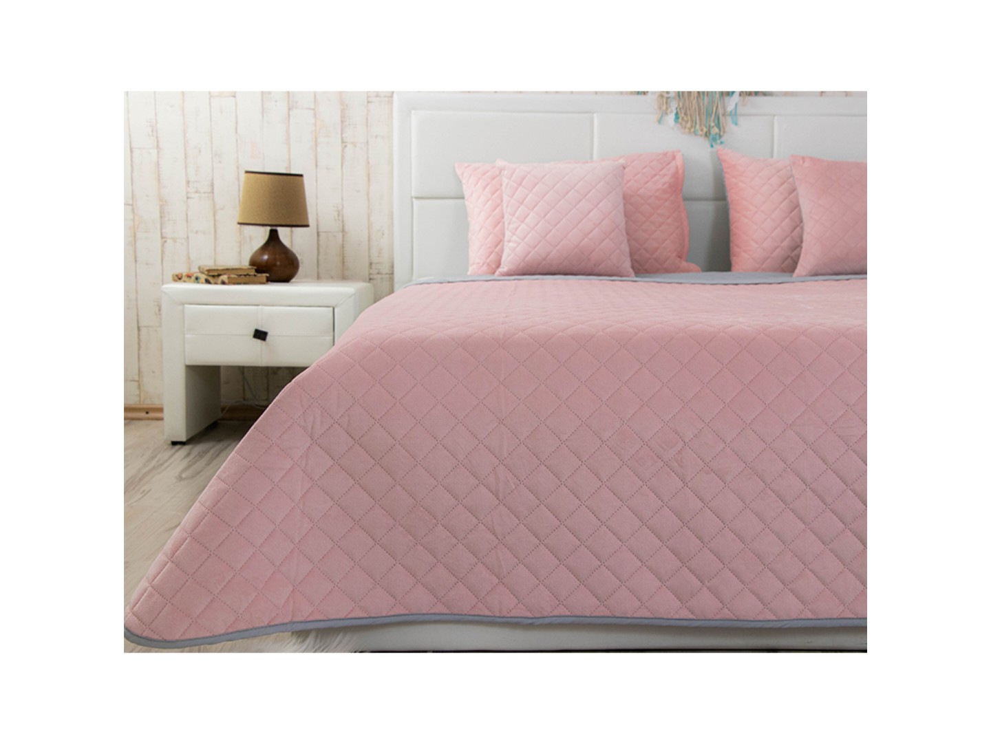 Чохол для подушки Руно велюр 50х70 (382.55_Pink and Grey ромб) — фото 6