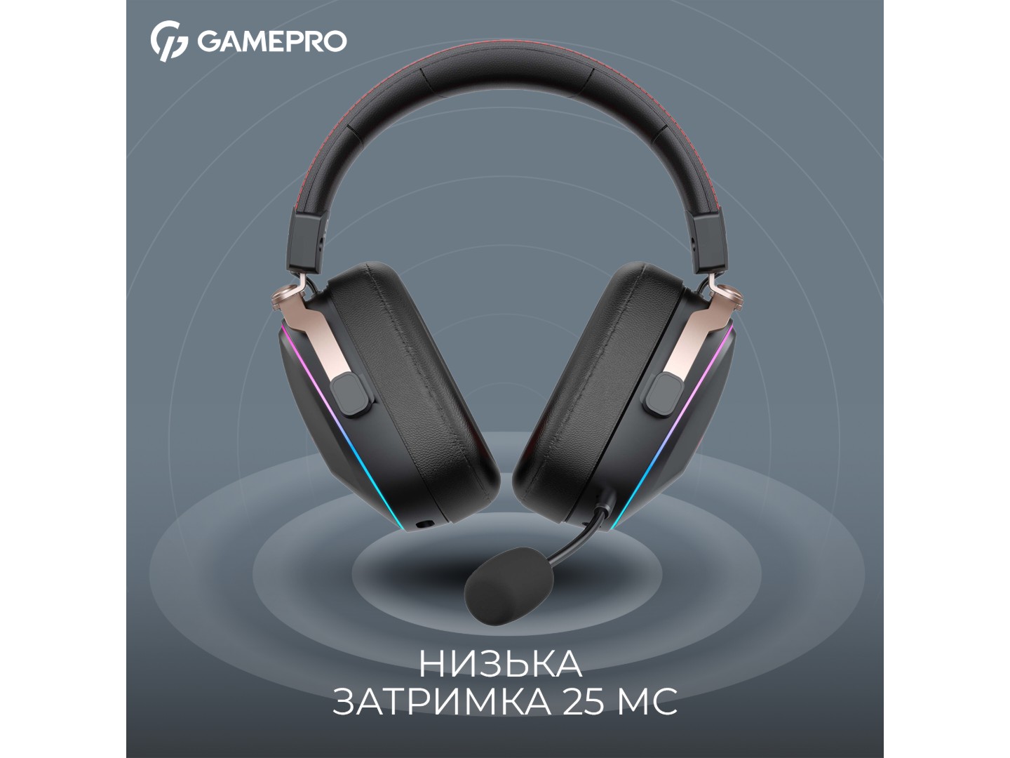 Гарнітура бездротова ігрова GamePro Asgard Valkyria RGB Tri-Mod (HSW249B) — фото 9