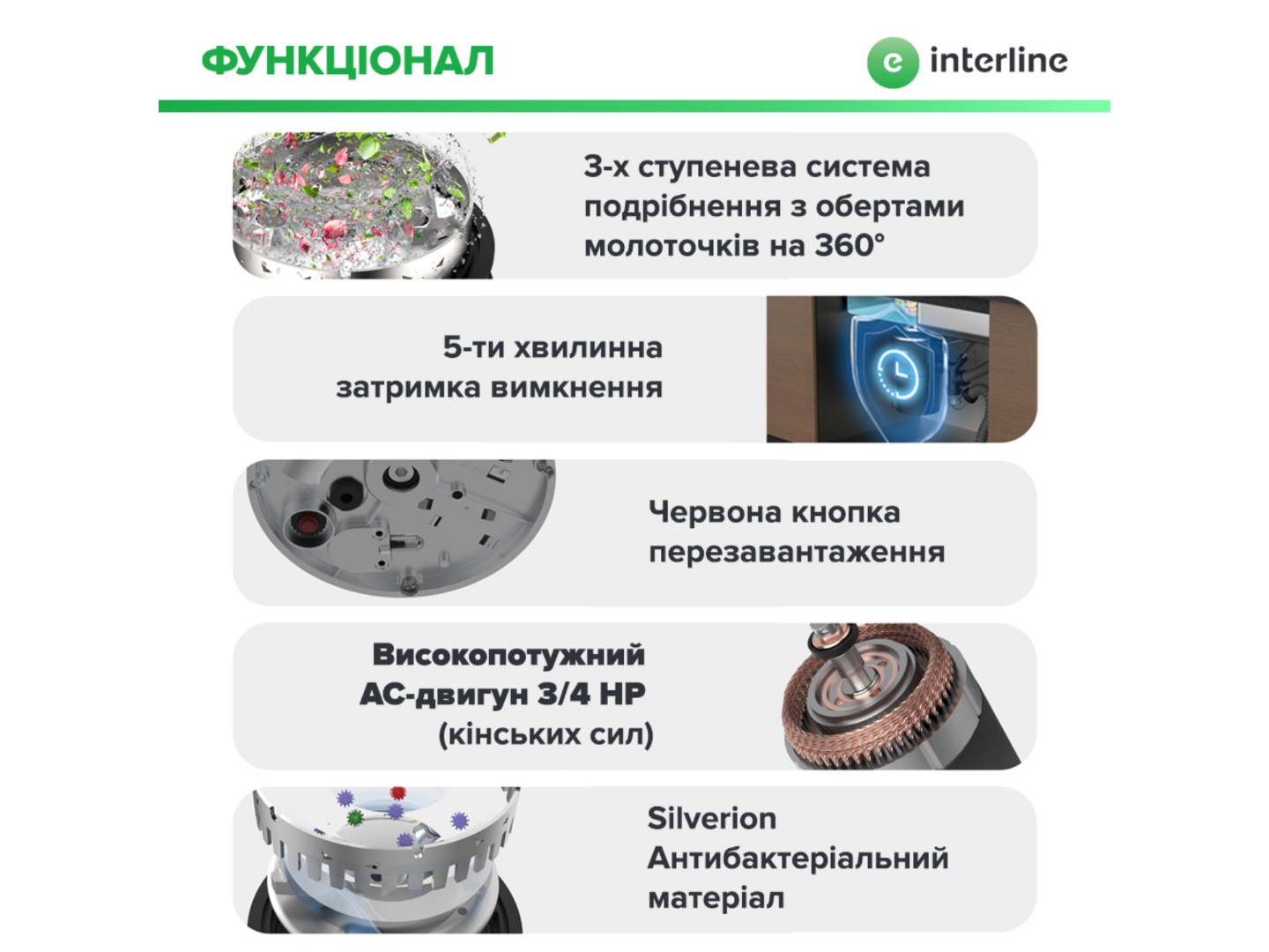 Подрібнювач харчових відходів Interline Model INT 90 — фото 4