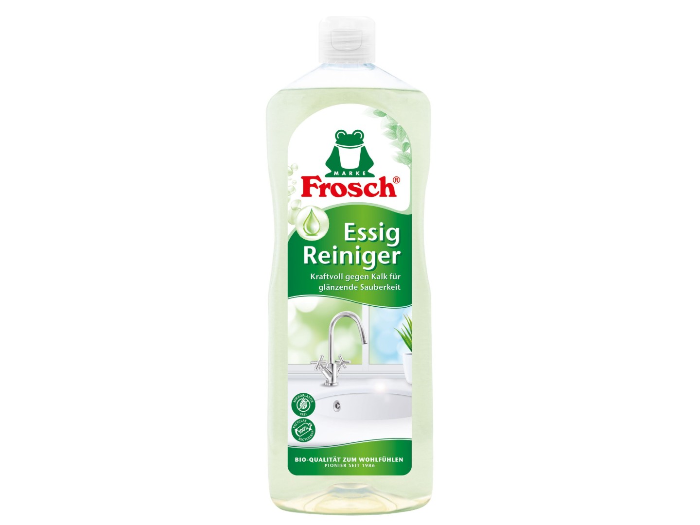 Засіб для миття у ванній кімнаті Frosch д/видалення ізвест.на літа з Яблучним оцтом 1 л — фото 1