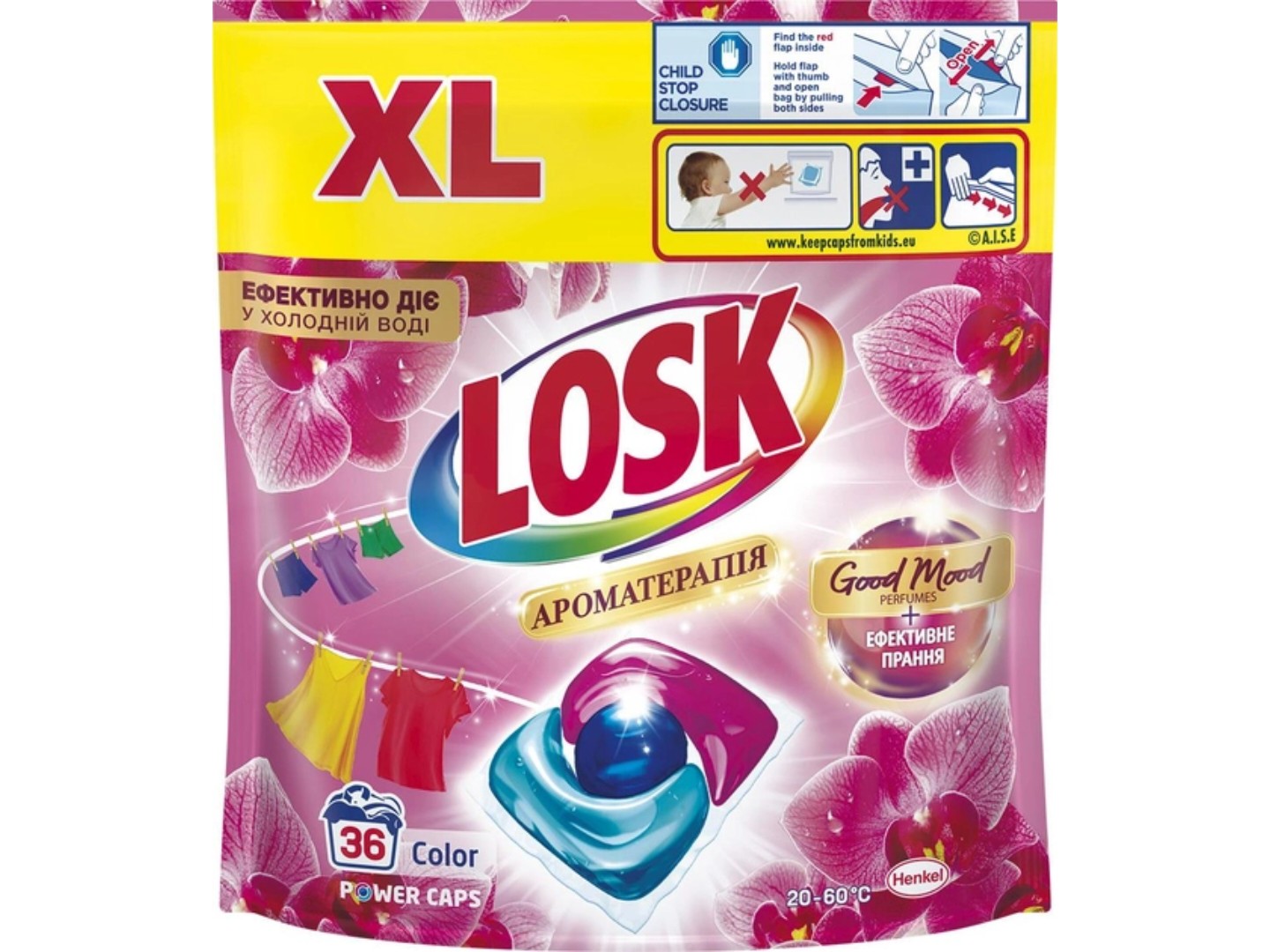 Капсули для прання Losk тріо-капсули Ефірні масла та аромат Малазійська квітка 36 шт — фото 1