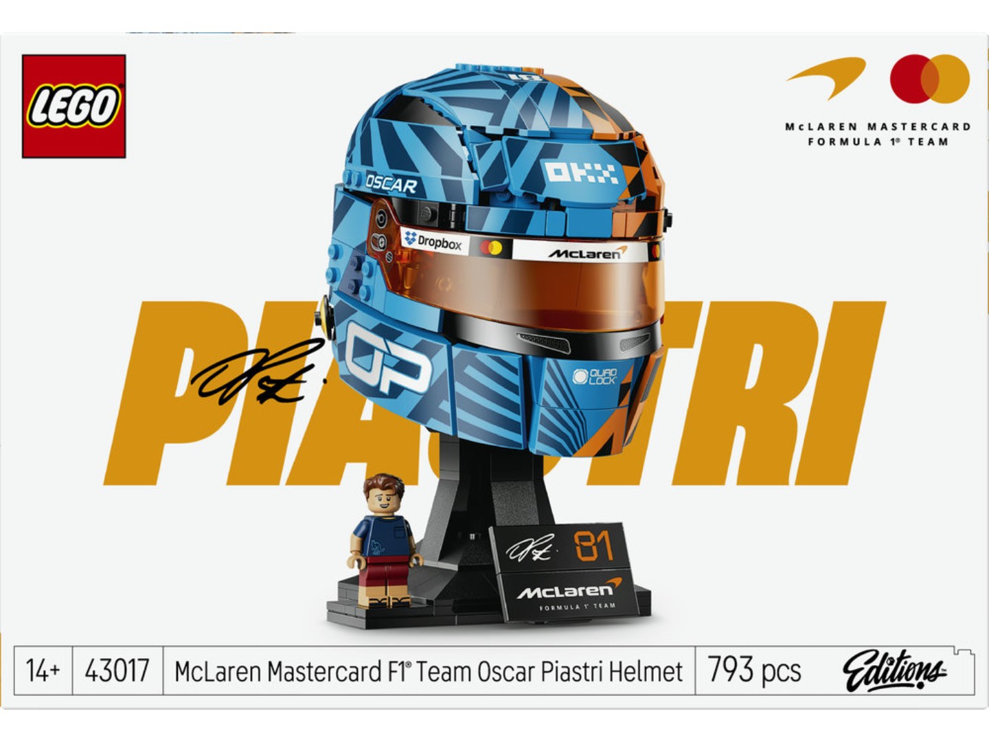 Конструктор LEGO Editions Formula 1 Шолом Оскара Піастрі з команди McLaren Mastercard F1® Team (43017) — фото 11