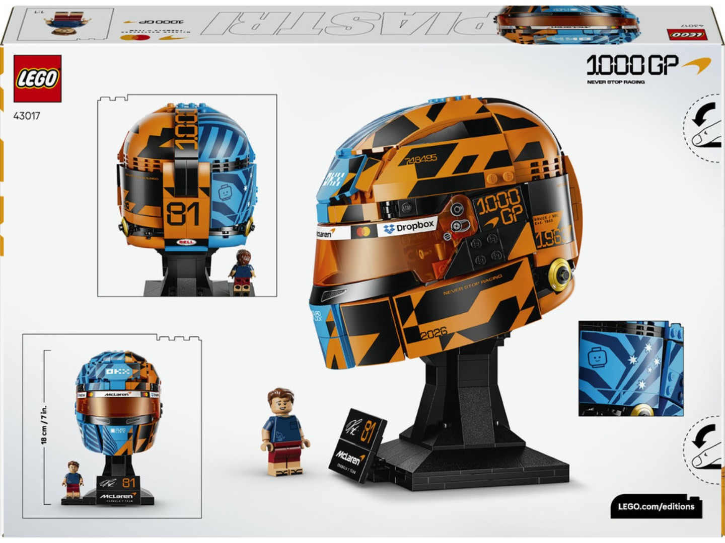 Конструктор LEGO Editions Formula 1 Шолом Оскара Піастрі з команди McLaren Mastercard F1® Team (43017) — фото 2