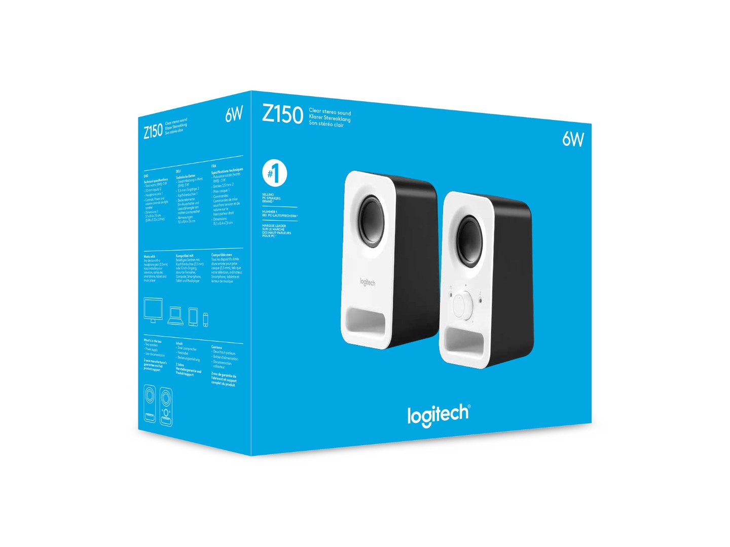 Комп'ютерна акустика компактна 2.0 Logitech Z150 White — фото 4
