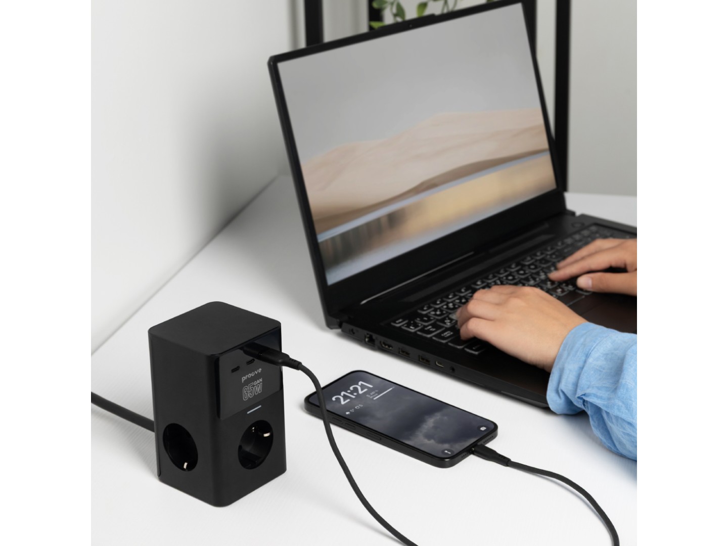 Мережевий зарядний пристрій Proove Power Cube 65W (3xAC + 2xType-C + 1xUSB) 1.5m black (PSPC36801201) — фото 4