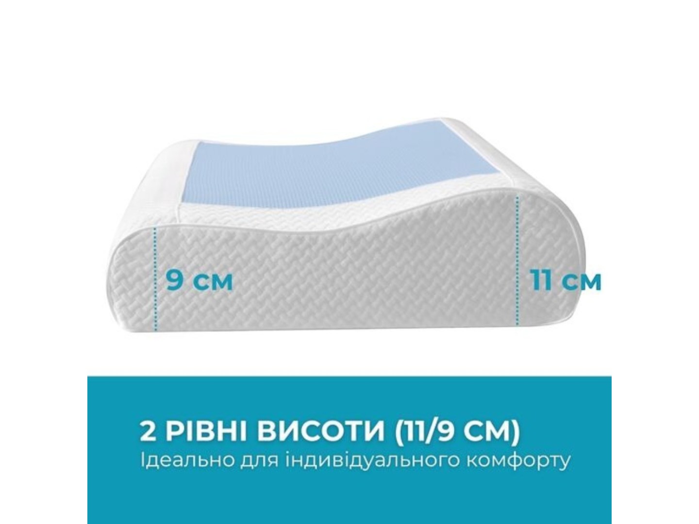 Подушка ортопедична IDEIA CoolGel 60х40х11/9 см з ефектом пам'яті (8-35863) — фото 4