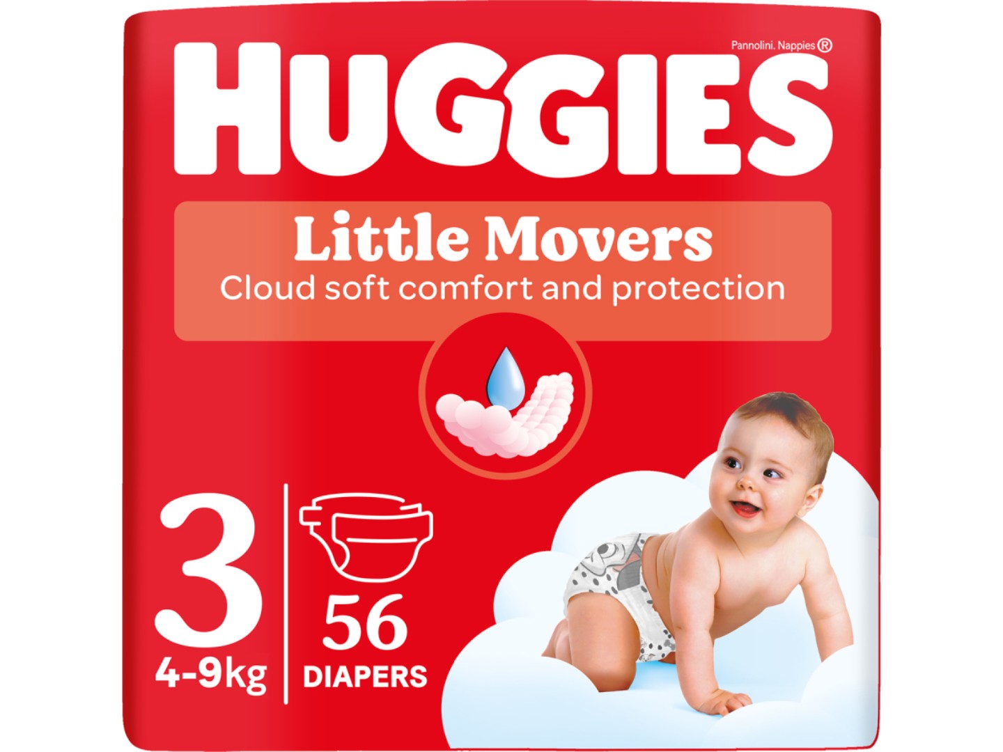 Одноразові підгузки Huggies Little Movers Розмір 3 (4-9 кг), 56 шт. (5029053567570)