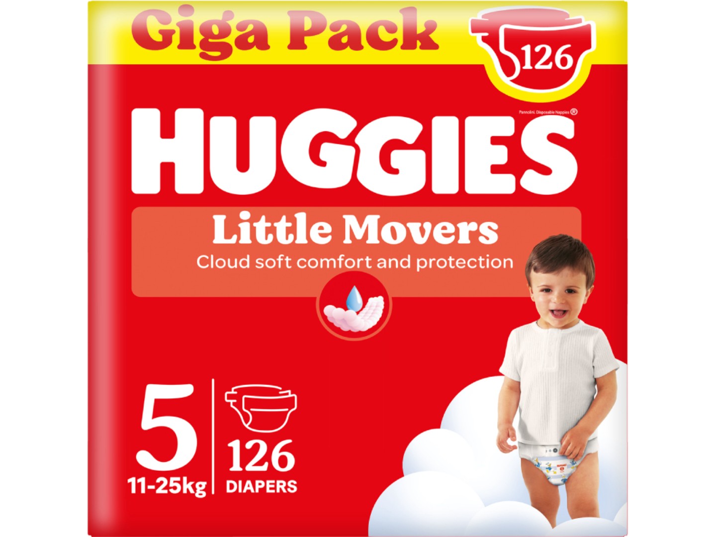 Одноразові підгузки Huggies Little Movers Розмір 5 (11-25 кг), 126 шт. (5029053583419)