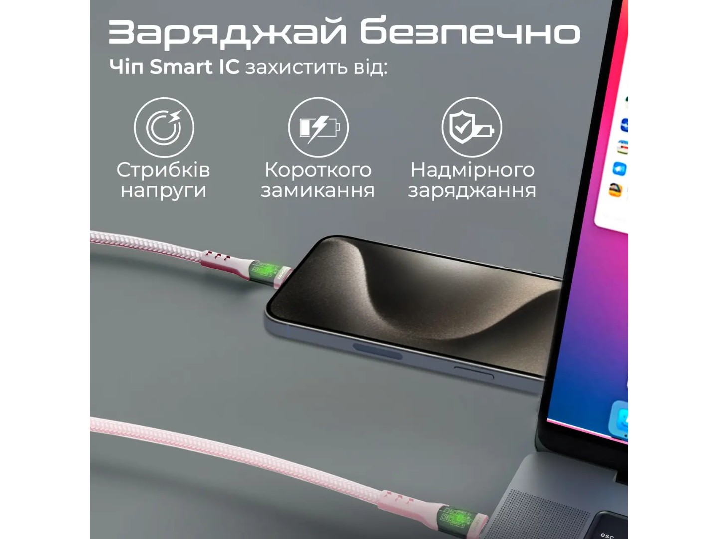 Кабель Promate USB Type-C - USB Type-C (transline-cc.pink) — фото 4