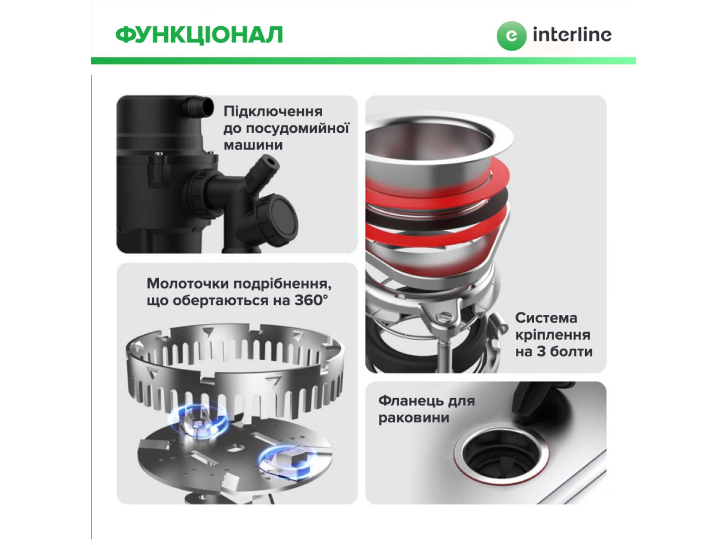 Подрібнювач харчових відходів Interline Model INT 90 — фото 6