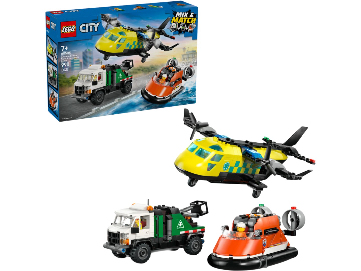 Конструктор LEGO City Ремікс літака, вантажівки та судна на повітряній подушці (60505) — фото 1
