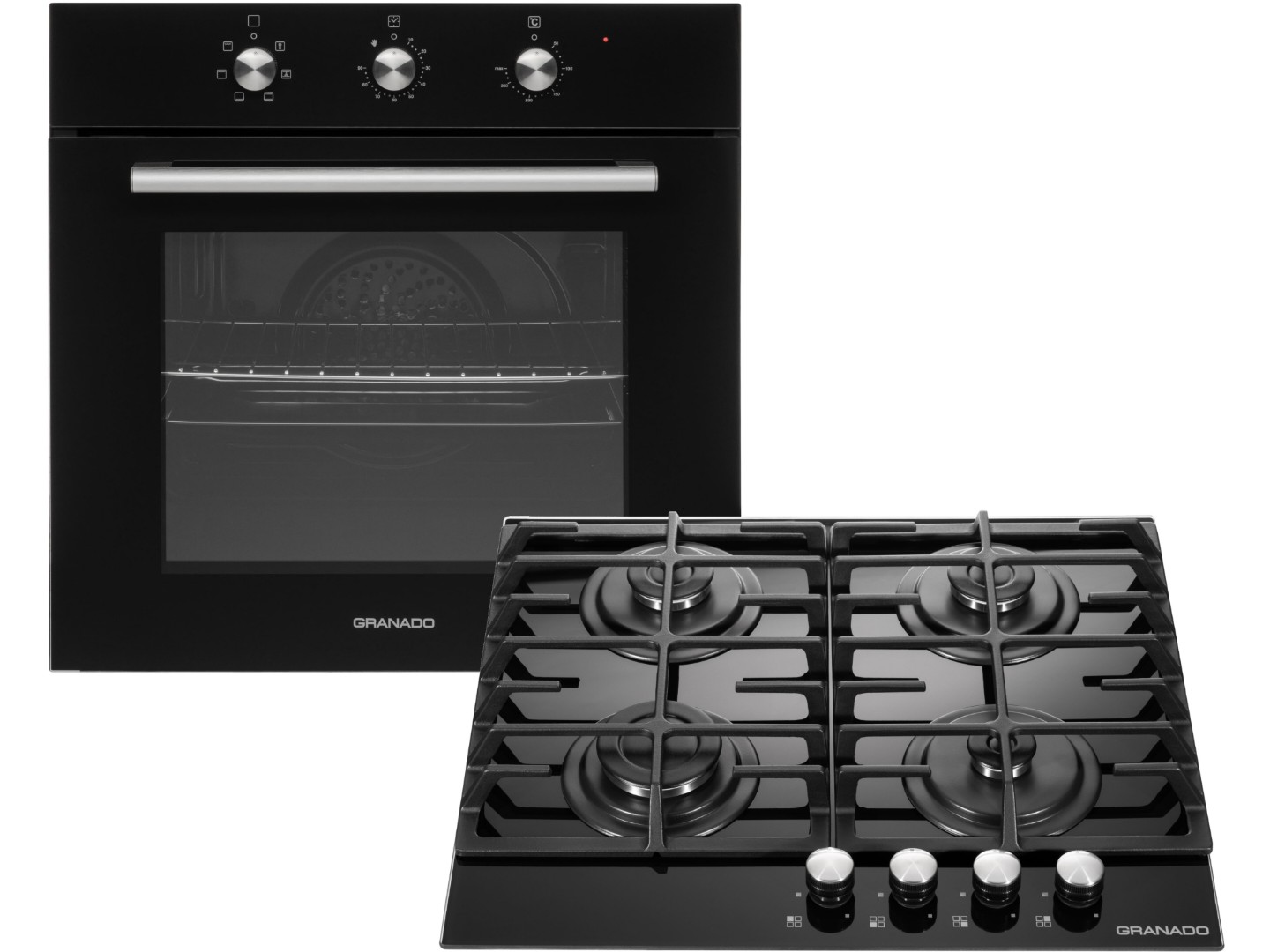 Духова шафа + варильна поверхня газова GRANADO GEO 62-0200 Black + GGH 62-104 Black glass