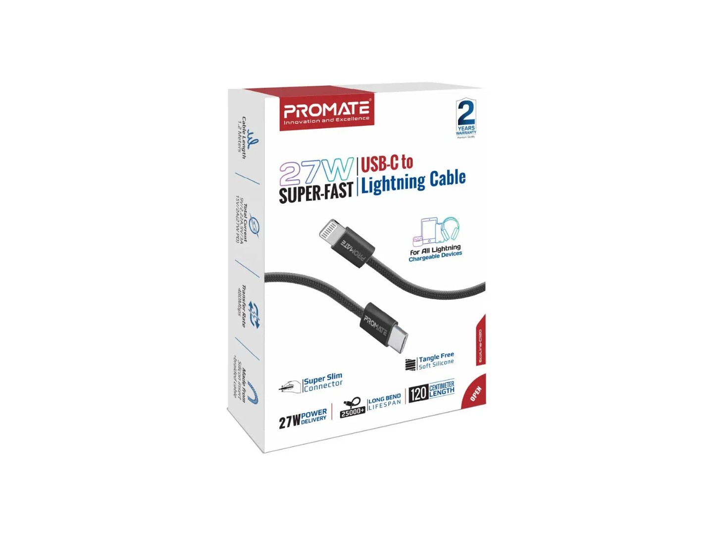 Кабель Promate USB Type-C-Lightning (ecoline-ci120.black) — фото 6
