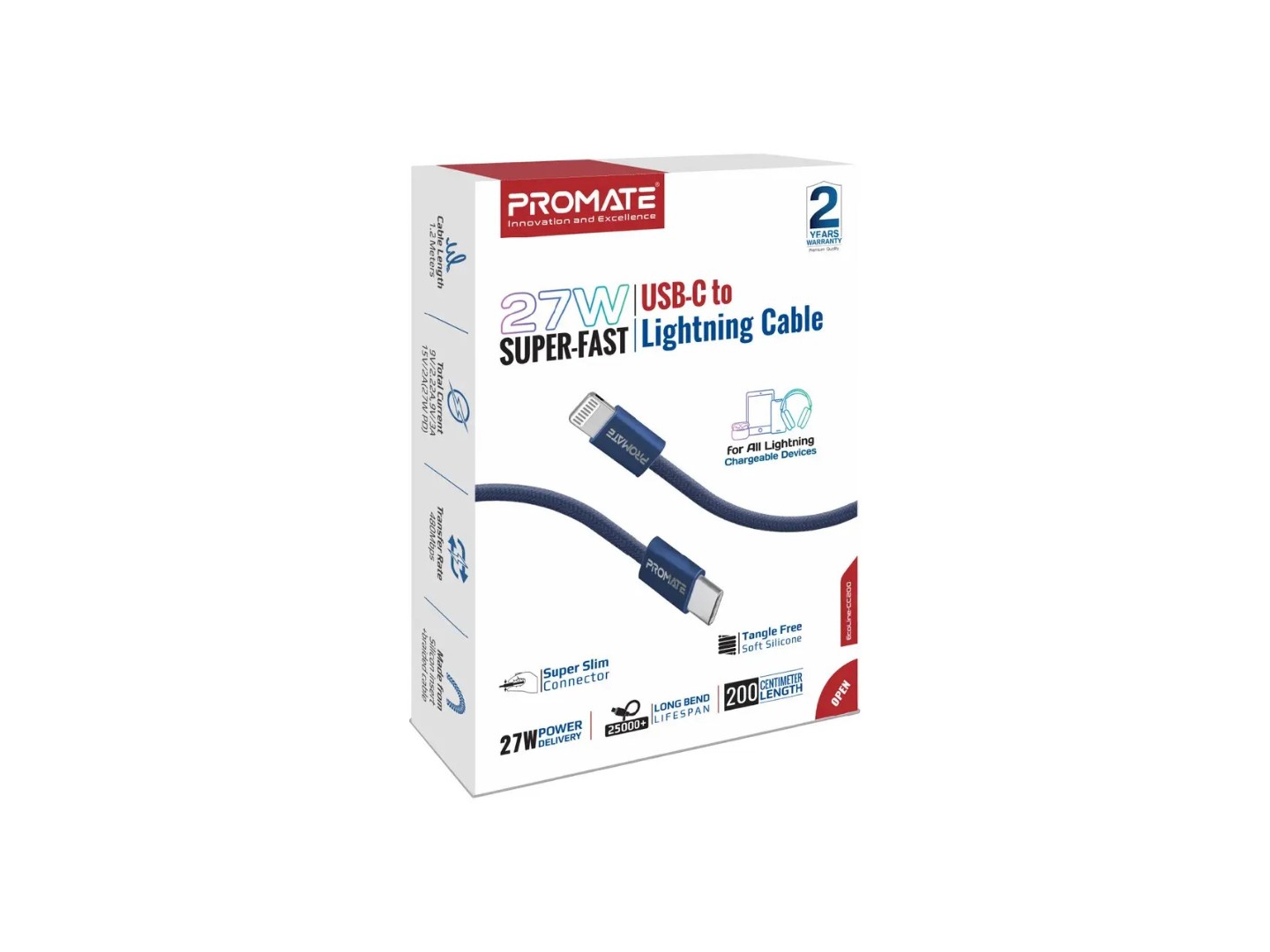 Кабель Promate USB Type-C-Lightning (ecoline-ci120.navy) — фото 7