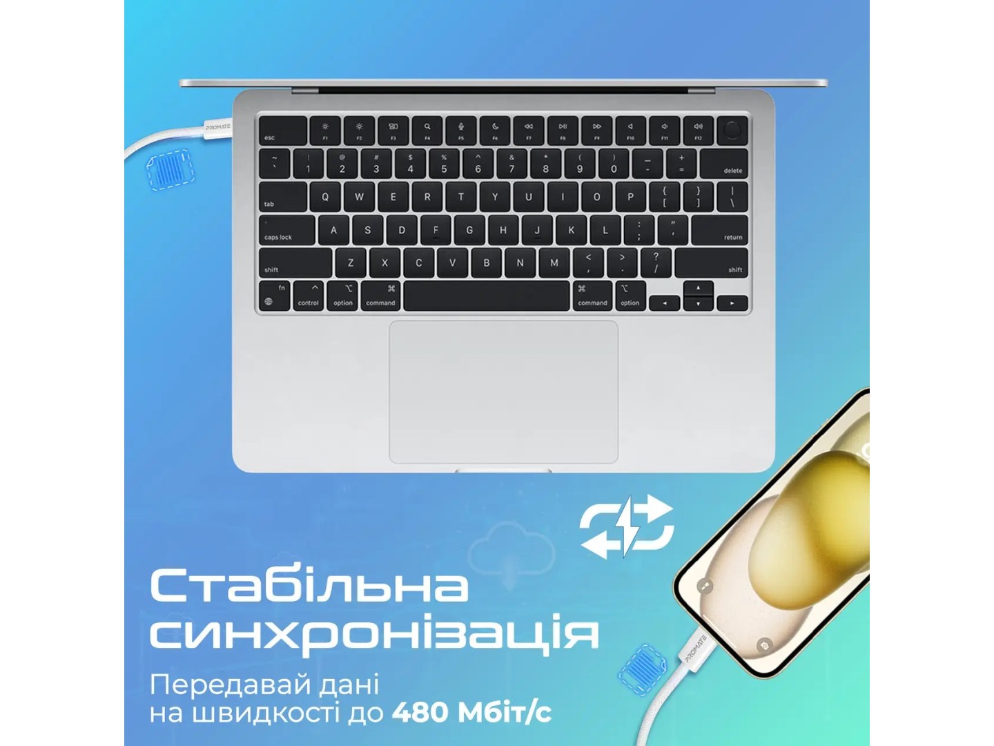 Кабель Promate USB Type-C-Lightning (ecoline-ci120.white) — фото 4