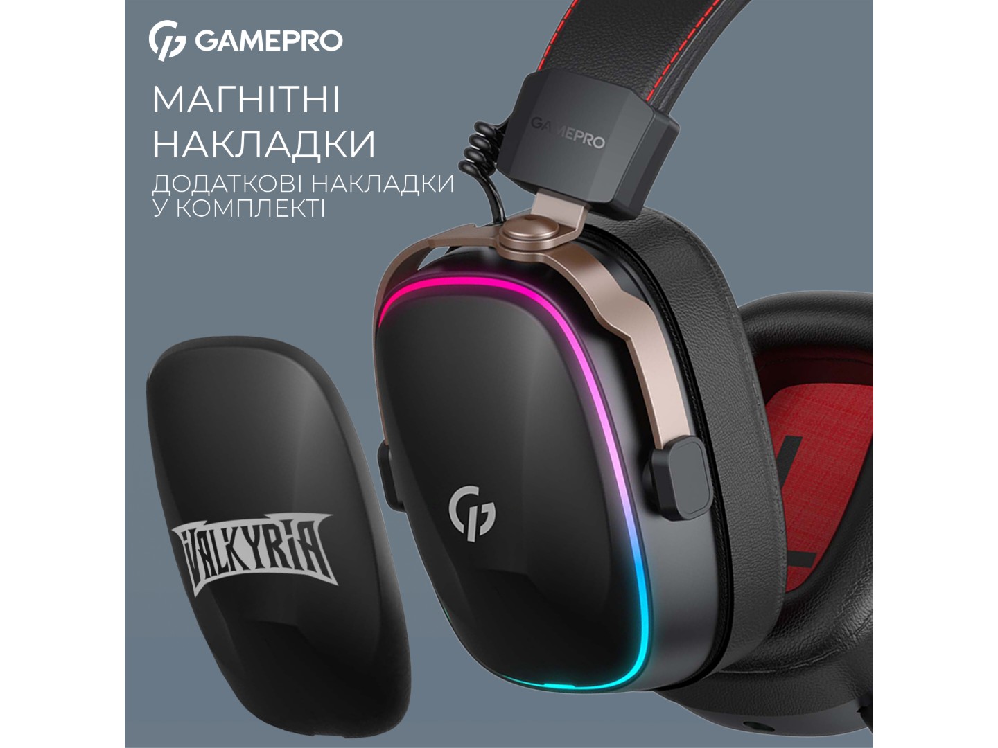 Гарнітура бездротова ігрова GamePro Asgard Valkyria RGB Tri-Mod (HSW249B) — фото 8