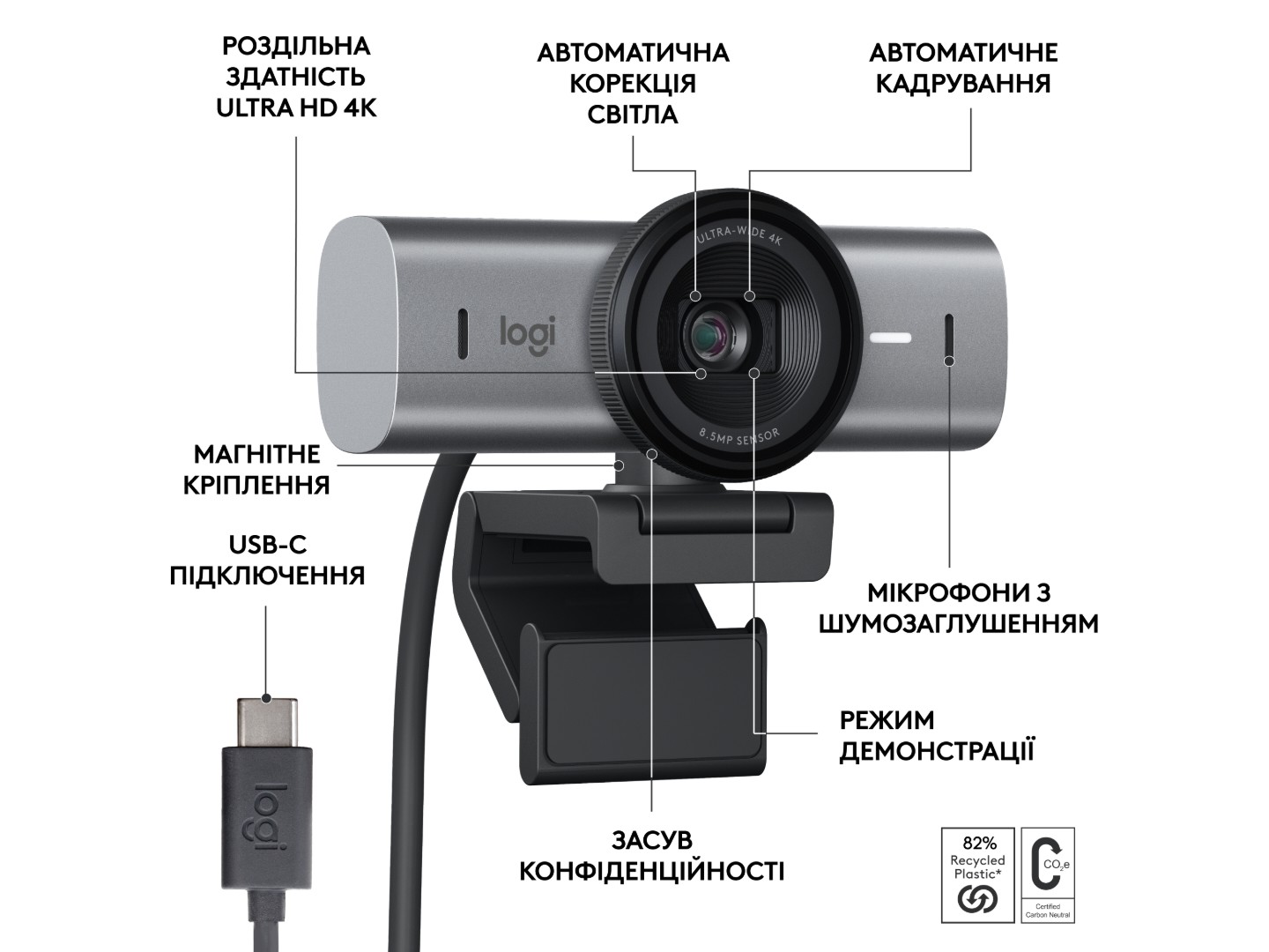 Веб-камера для комп'ютера Logitech MX Brio 4K Graphite (960-001559) — фото 6