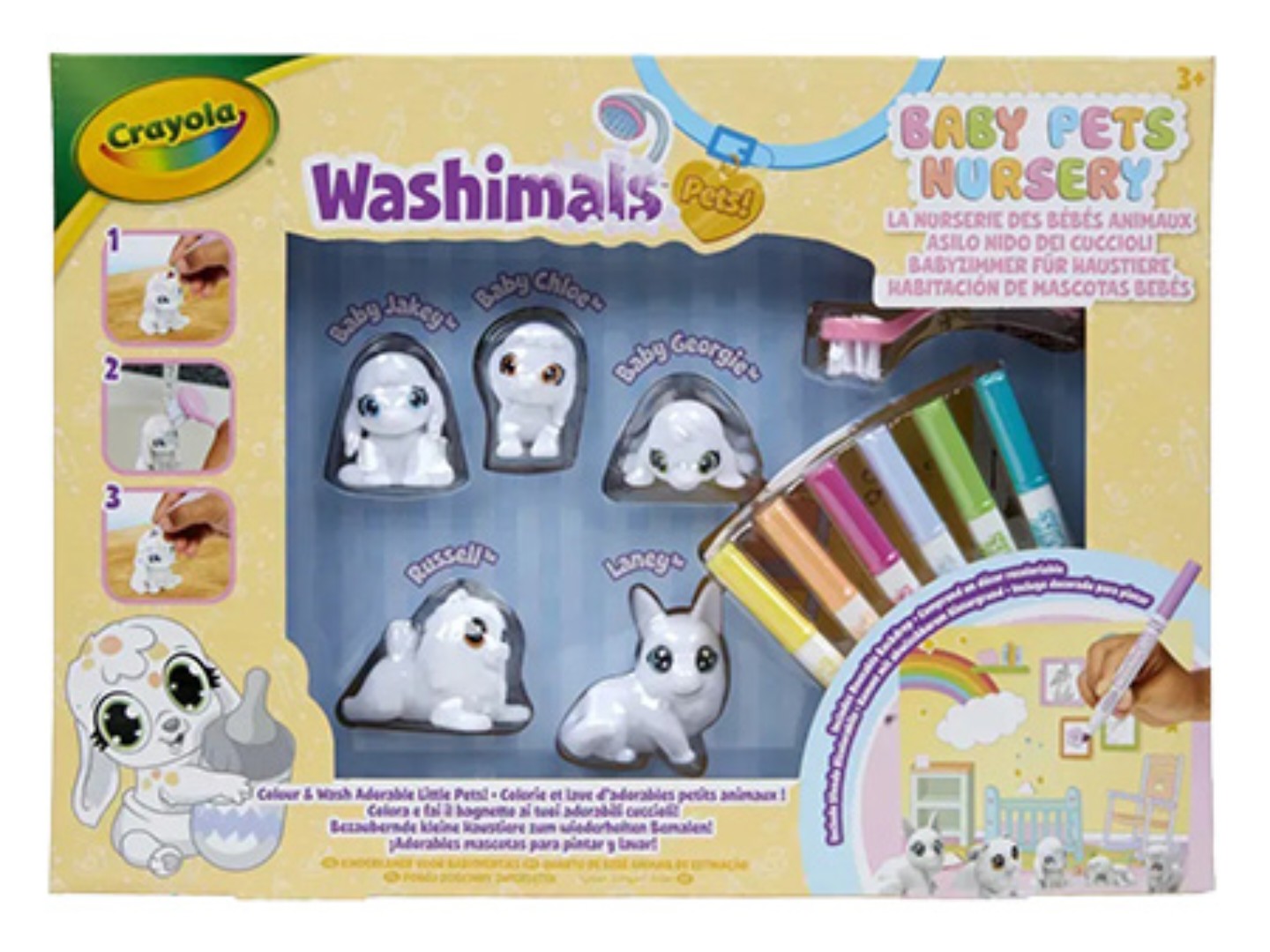 Набір для декупажу та розпису Crayola Washimals Домашні тваринки з фломастерами 5 шт. (74-7516) — фото 1