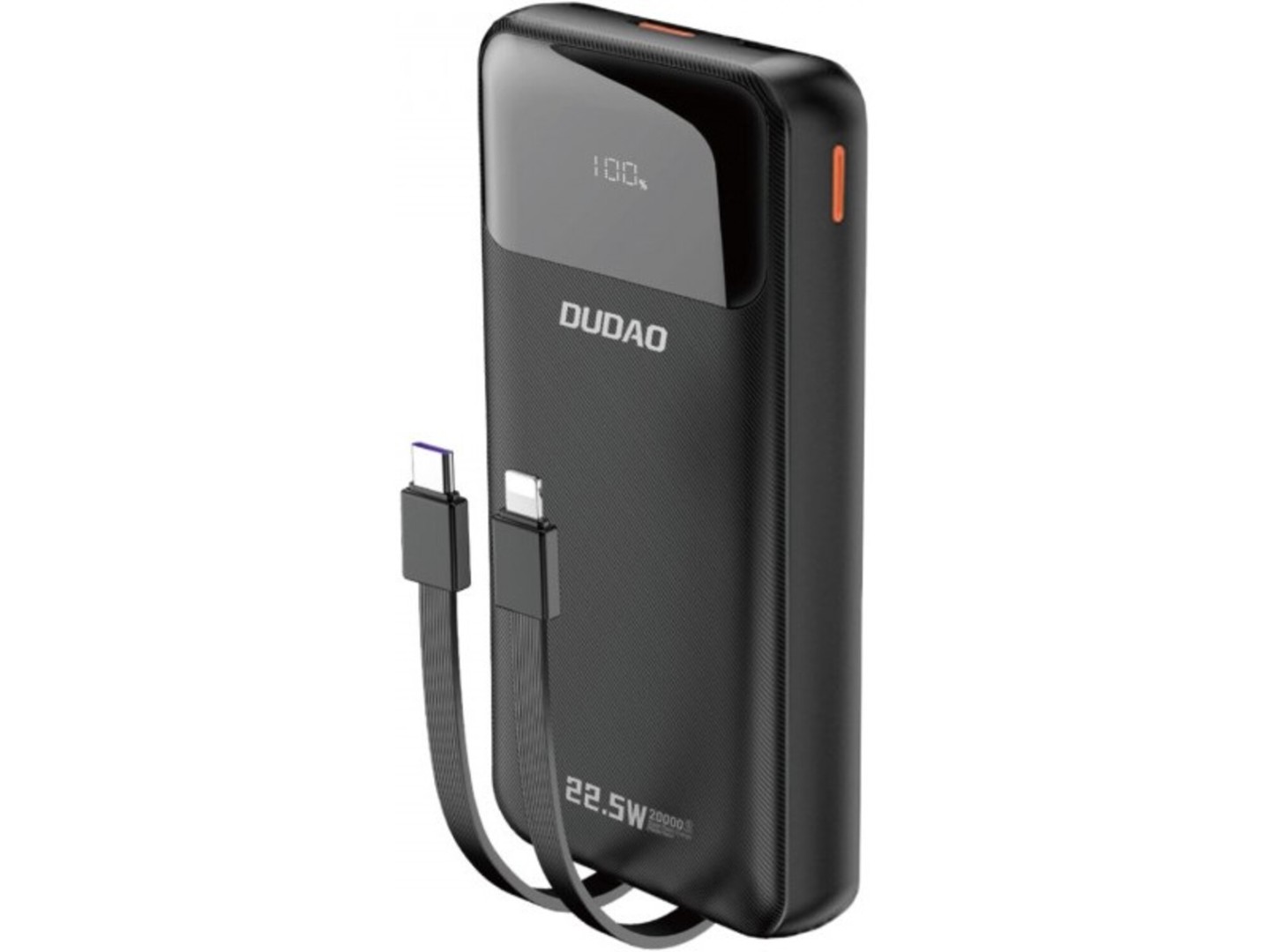 Батарея мобільна Dudao K15Pro Built-in Cables 20000mAh PD 22.5W Black (6977196682430)