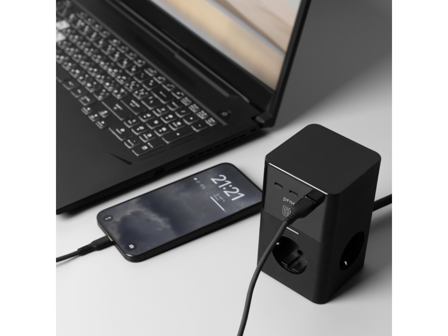 Мережевий зарядний пристрій Proove Power Cube 65W (3xAC + 2xType-C + 1xUSB) 1.5m black (PSPC36801201) — фото 7