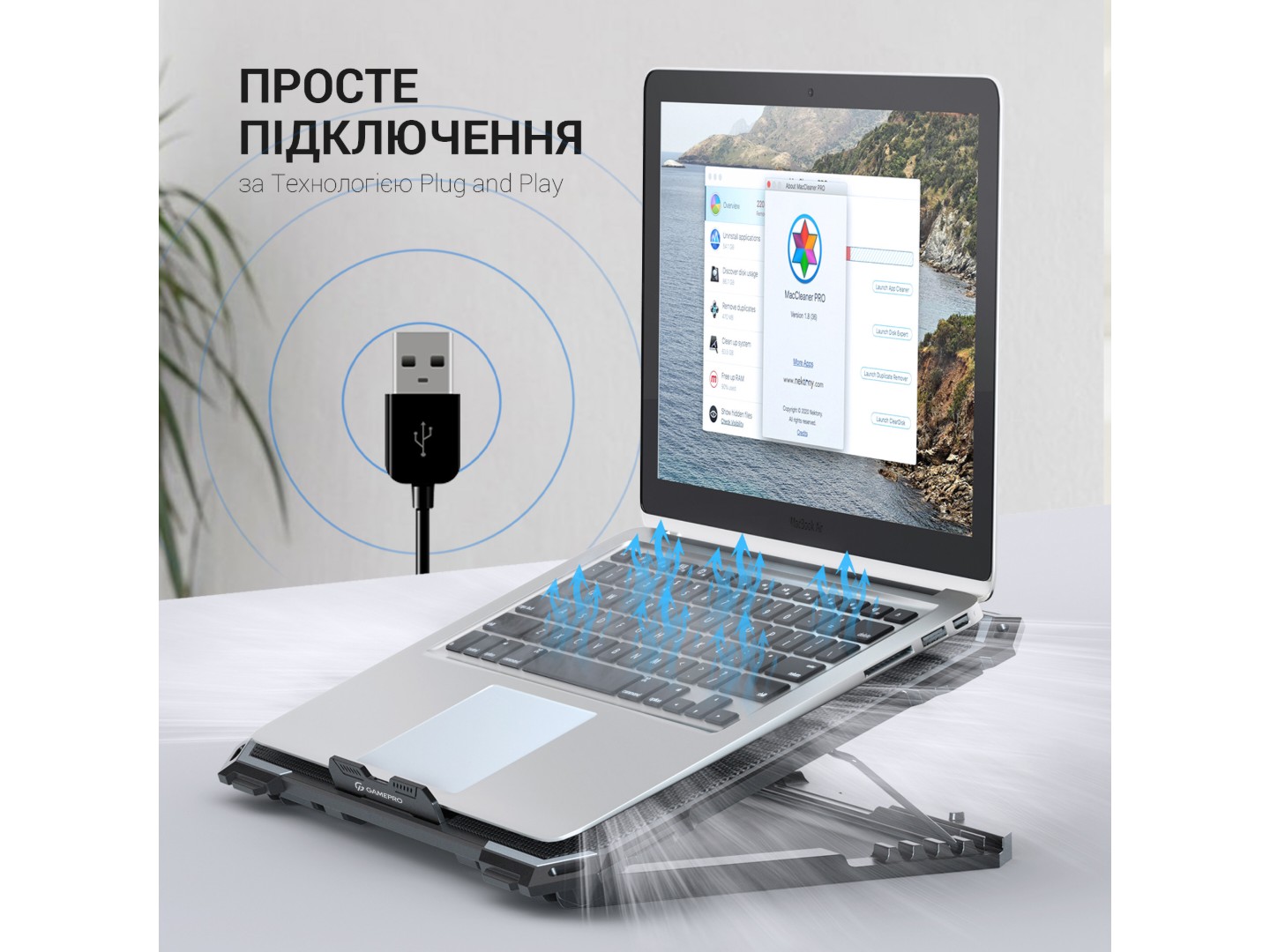 Підставка під ноутбук охолоджуюча GamePro CP485 Black — фото 8