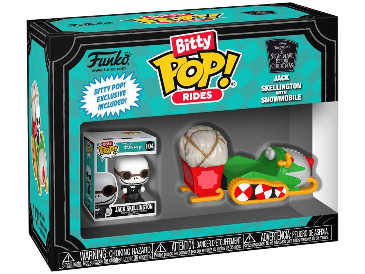 Колекційна фігурка FUNKO BITTY POP! Ride серії Кошмар перед Різдвом - ДЖЕК СКЕЛЛІНГТОН І СНІГОХІД (83624) — фото 4